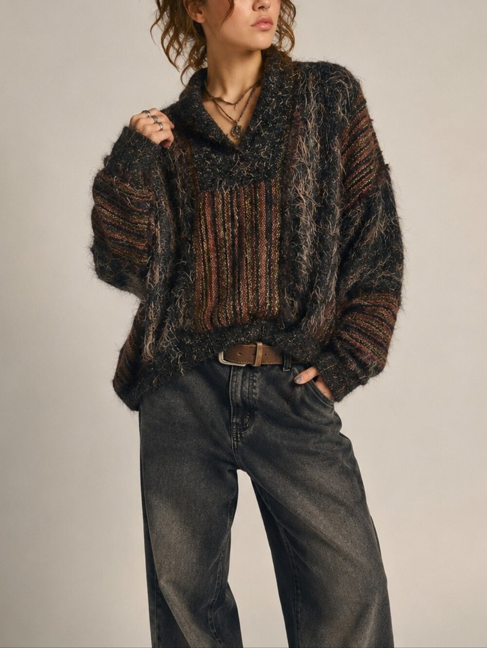 Vintage Jinx Senior Handwoven Mohair Sweater Size M Oversized Wool Pullover
